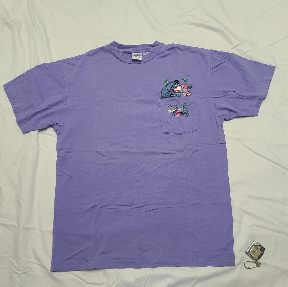 Vintage The Disney Store Tag, Purple Graphic Pocket T-Shirt, Eeyore And Piglet L - Picture 9 of 9